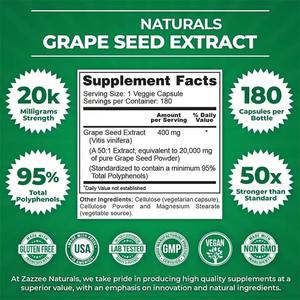 Private Label 400 mg <strong>Grape</strong> <strong>Seed</strong> <strong>Extract</strong> <strong>Capsules</strong> Natural Antioxidant Immune Enhancing Supplement Glial Product - Product Image 2