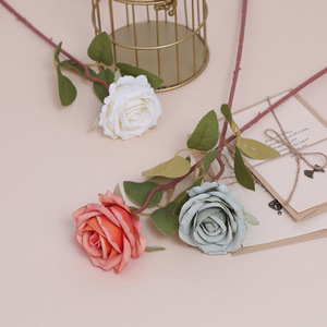 Bouquet de roses artificielles rétro européennes à tige unique, parfumées, faites à la main, longue durée, toucher naturel, pour salon - Product Image 2