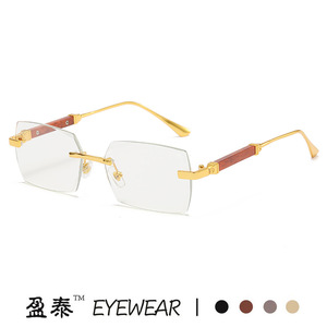 Lunettes de soleil sans monture Yingtai, monture dorée, verres dégradés, UV400, style streetwear pour femmes - Product Image 4
