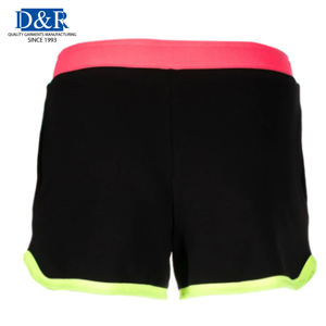 Short de bain pour femme à taille haute, coupe skinny, séchage rapide, tissu éponge, coton/fibre de bambou, lavage enzymatique, fermeture à cordon, motif tendance - Product Image 3