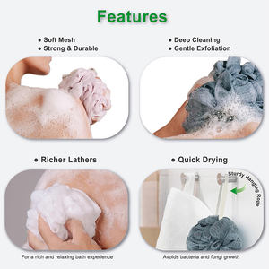 Maglia <span class=keywords><strong>da</strong></span> <span class=keywords><strong>bagno</strong></span> colorata di alta qualità esfoliante 50g esfoliante in schiuma esfoliante <span class=keywords><strong>da</strong></span> <span class=keywords><strong>bagno</strong></span> Bubble Scrubber palla <span class=keywords><strong>da</strong></span> doccia soffio spugna - Product Image 3