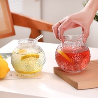 Nouveau Style Hot Ins Lovely Logo personnalisé 500ml petit verre ambré irisé clair verres de qualité alimentaire boule ronde tasse avec paille