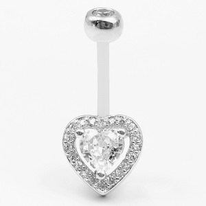 New Design Heart <strong>Belly</strong> Button Rings 925 <strong>Sterling</strong> <strong>Silver</strong> Body Jewelry Navel <strong>Bar</strong> Fashion Piercing for Women Men - Product Image 1