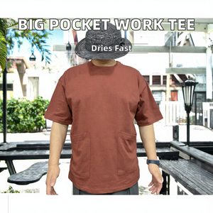 Camiseta de algodón para hombre, holgada, con bolsillos grandes, manga corta, cuello redondo, estilo casual, para el trabajo, uso diario, ropa de calle, top. - Product Image 2