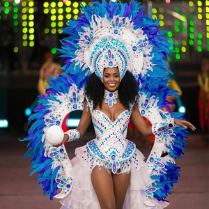 Nuevo Monokini <span class=keywords><strong>Sexy</strong></span> Personalizado Estilo Caribeño 2027, Disfraz de Carnaval para Mujer, Traje de Baño con Plumas y Cuentas para Desfile de Samba de Miami, Proveedor Mayorista OEM - Product Image 4