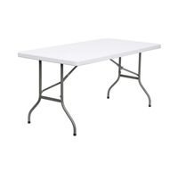 Table pliante rectangulaire portable en plastique blanc de haute qualité de 5 pieds pour pique-nique de mariage de fête en plein air à l'intérieur