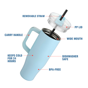 <span class=keywords><strong>Bouteille</strong></span> d'eau <span class=keywords><strong>isotherme</strong></span> en acier inoxydable écologique avec paille ; Logo personnalisable disponible. - Product Image 2