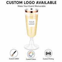 Flûtes à champagne jetables en plastique avec logo personnalisé, élégantes coupes à vin sur pied pour la décoration de fêtes et les rassemblements quotidiens