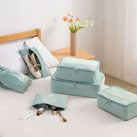 Sacs de rangement de voyage portables extensibles avec fermeture éclair et logo personnalisé, vente en gros d'usine - Lot de 6 cubes de rangement en polyester pour l'organisation des vêtements