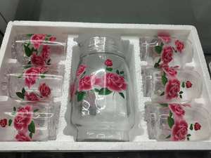 Ensemble de tasses en <span class=keywords><strong>verre</strong></span> transparent bon marché avec une bouilloire 6pcs <span class=keywords><strong>verre</strong></span> à fleurs 108 tasse marché africain - Product Image 2