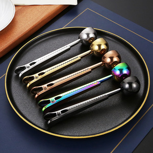 Cucchiaio dosatore in acciaio inox per erbe aromatiche, tè e <span class=keywords><strong>caffè</strong></span>, placcato oro, con clip per sacchetto. - Product Image 3