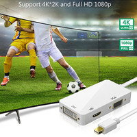 Le câble adaptateur de port d'affichage multifonction 3-en-1 prend en charge 4K 1080P DP vers HDTV VGA DVI pour projecteur d'ordinateur portable HDTV Audio Vidéo