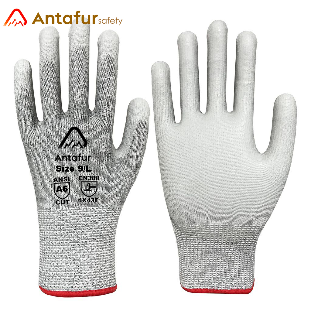 13 г Guantes EN388 F Cut Level ANSI A6, устойчивые к резке PU, с пальмовым покрытием, рабочие перчатки для промышленной безопасности