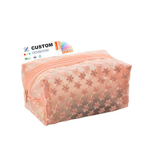 TimeForest personnalisé rose crayon maille toilette pour maquillage femme sac pochette cosmétique - Product Image 1