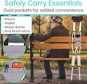 Échantillon gratuit Sac de transport pour béquille, léger, accessoires, noir gris, sac de rangement pour béquille de marche pour jambe cassée avec poches de rangement - Product Image 3