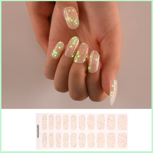 Wholesale Glitter Confetti Semi Cured <b>Gel</b> Nail Wraps 20pcs Nude UV <b>Gel</b> Nail Stickers Long Lasting 60s LED Curing Nail Strips <b>Kit</b> - Product Image 6
