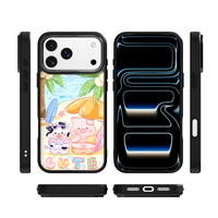 Coque de téléphone AG Feeling Black Edge avec motif vache laitière dorée et cochon pour iPhone 17, 17 Pro Max, 16 Pro, 15, 15 Pro Max, 15 Pro, 14 Pro Max – Coque magnétique