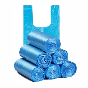 Cheap T-shirt Plastic Rubbish Bag Blue In Stock Custom Printed Plastic Trash Garbage Bag In Roll