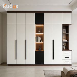 Armario Moderno de Diseño Blanco, Organizador de Ropa, Mueble de Dormitorio con Acabado en Laca Blanca y Luz LED - Product Image 1