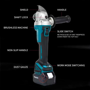 Outil électrique industriel 18V, meuleuse 125mm avec protection amovible, machine à polir coulissante pour la découpe/meulage du bois et du métal, faible bruit - Product Image 3