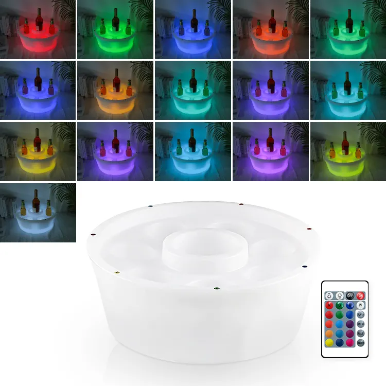 LED rotondo galleggiante vassoio per birra secchiello per il ghiaccio supporto in plastica 3.5L vasca idromassaggio piscina galleggiante Led Spa Bar per la festa