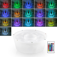 Bac à bière flottant rond à LED, seau à glace en plastique, support 3,5 L, bar flottant à LED pour spa, piscine, fête