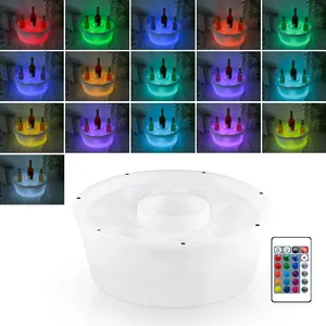 LED Round Floating Beer Tray Ice Bucket Plastic Holder 3.5L Hot Tub Swimming Pool Floating Led Spa Bar For Party