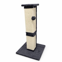 Griffoir haut de gamme pour chat avec colonne en sisal tressé, base carrée en peluche grise et perchoir supérieur pour chats d'intérieur de grande taille
