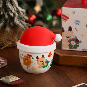 Cute Merry Christmas Mug Small Ceramic Coffee Cup with Red Hat - Product Image 4