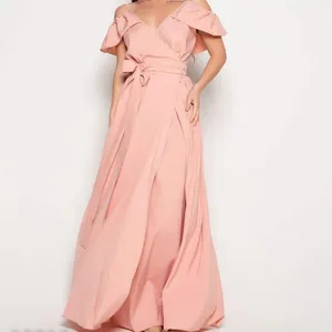 Factory Wholesale Women Summer Dress Women Casual Elegant Dress Linen Plus Size Printing Office Long Loose Dress