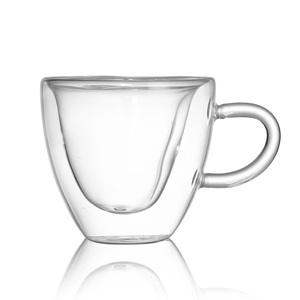 Tazas de café con aislamiento de doble pared con asa, juego ecológico de <span class=keywords><strong>capuchino</strong></span> y tazas de té Espresso de vidrio transparente - Product Image 2