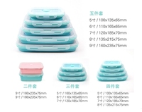 Boîte à lunch écologique en silicone anti-fuite pour enfants, 4 pièces, de qualité alimentaire, empilable, bento portable, anti-fuite, pliable