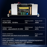Fuente de Alimentación Conmutada WUZHI WA2417 LLC, Convierte 220V a 24V 400W, Ajustable, Sin Ruido, 17A