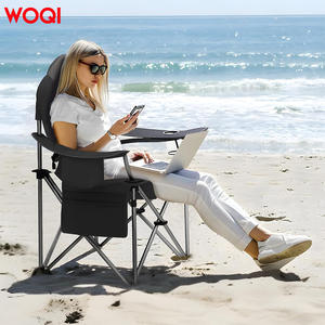 เก้าอี้พับกลางแจ้ง Woqi สีดำ ผ้า Oxford รูปทรงสี่เหลี่ยมผืนผ้า สำหรับสวน พร้อมพนักพิงหลังและช่องใส่แผ่นน้ำแข็ง - Product Image 2