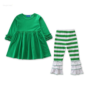 bebé ropa de excelente calidad verde rojo <span class=keywords><strong>chica</strong></span> traje de camisa de manga larga de otoño e invierno falda - Product Image 3