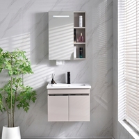 Ensemble de meubles de salle de bain minimaliste et écologique avec lavabo en céramique, design mural, caractéristiques résistantes à l'eau pour appartement et école