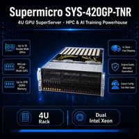 Serveur GPU en rack 4U SYS-420GP-TNR, double socket, 10 GPU, 24 baies, pour l'IA, l'apprentissage profond, le calcul haute performance (HPC), le rendu VDI