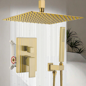Sistema de Ducha de Lluvia con Montaje en Techo, Desviador con Acabado Cromado, Juego de Ducha de Latón Sin Recubrimiento para Baño, Garantía de 3 Años, Fácil Instalación - Product Image 3