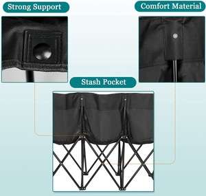 مقعد رياضي جانبي محمول 6 مقاعد قابل للطي مع ظهر وفريق رياضي للتخييم كراسي سوداء - Product Image 6