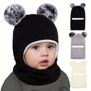 Pasamontañas para Niños, Gorro de Punto con Borla a Prueba de Viento, Gorros de Invierno para Bebés, Gorras para Niños - Product Image 5