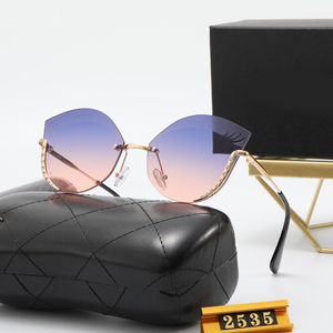 Lunettes de soleil élégantes pour femmes, forme œil de chat, sans monture, vintage, rétro, métal, bleu, violet, <span class=keywords><strong>gris</strong></span>, verres unisexes, lunettes de soleil tendance - Product Image 6