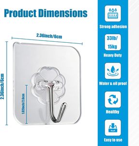 Wholesale Hot Selling Non-trace Strong Adhesive Non-punching Transparent <b>Wall</b> Hooks Magic for Coat Kitchen Bathroom or Door Use - Product Image 2