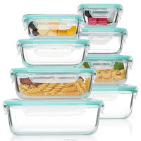 Boîte à lunch en verre borosilicate haute résistance, réchauffable, avec couvercle en PP, compatible lave-vaisselle et empilable