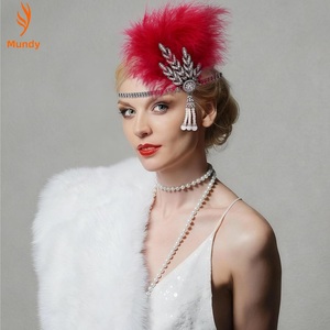 Serre-tête Art Déco des <span class=keywords><strong>années</strong></span> 20 avec plumes, style Charleston, pour femme, inspiré du Grand Gatsby - Product Image 3