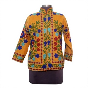 Handmade Multicolor Suzani Embroidered Velvet Cotton Jacket Women Breathable Floral Design Eco-Friendly Quick Dry Quilted - Product Image 1