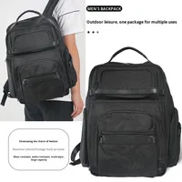 Sac à dos unisexe grande capacité extensible et imperméable avec fermeture éclair, en jean, bretelles à coussin d'air pour affaires et loisirs