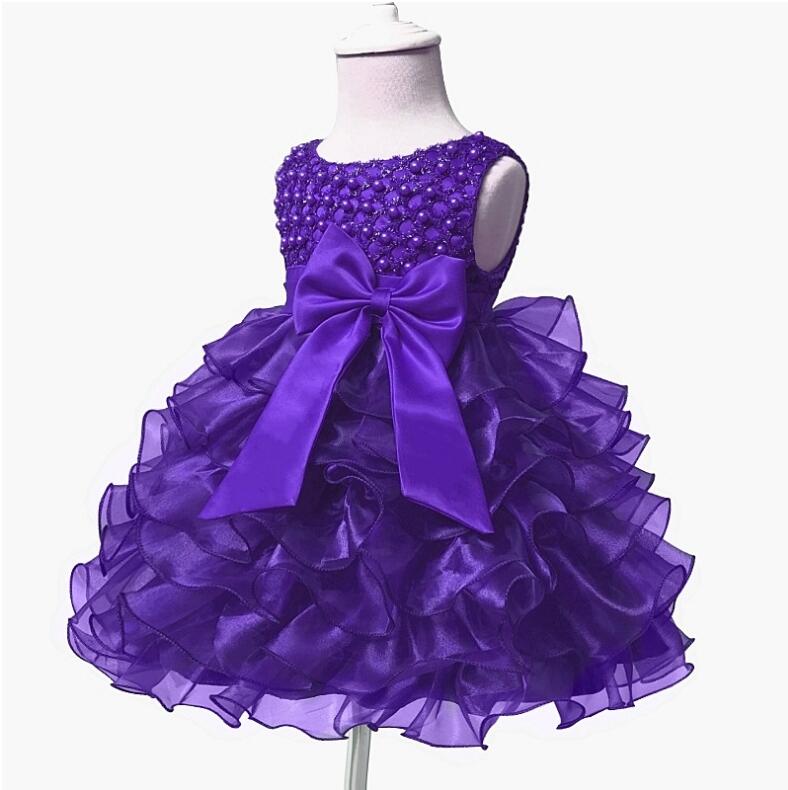 2021 Summer Girl Big Bow Dress Sleeveless Party Wedding Dress Wedding Flower Girl Purple Dress