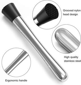 Gran oferta, herramienta de trituración de barra de pistola mate de acero inoxidable de grado alimenticio duradero, Black <span class=keywords><strong>Smash</strong></span> Muddler para cóctel - Product Image 5