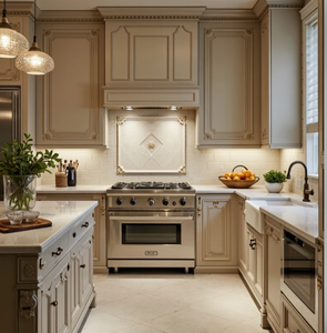 Système <span class=keywords><strong>de</strong></span> cuisine minimaliste en bois clair : armoires à poignées noires, évier et <span class=keywords><strong>plaque</strong></span> <span class=keywords><strong>de</strong></span> <span class=keywords><strong>cuisson</strong></span> intégrés, éclairage encastré - Product Image 4