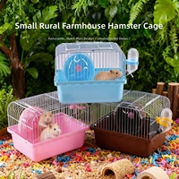 Petite cage à hamster en plastique, portable, à double étage, style dessin animé, boîte de transport pour hamster syrien doré